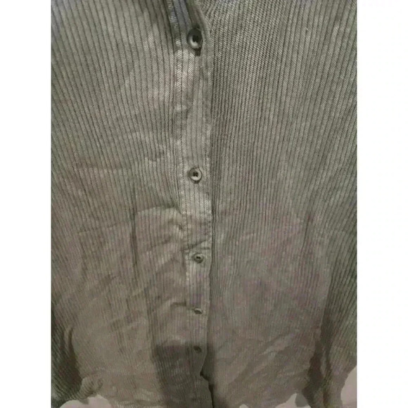 Onia Women's Green Striped Button-Up Tunic Shirt Long Sleeve Casual M - Picture 2 of 11